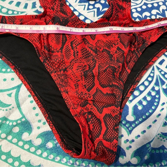 Fashion Nova Red Snakeskin One Piece Swimsuit - Picture 4 of 5